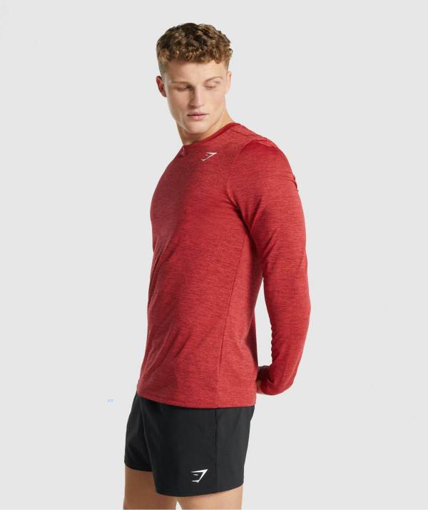 Panske Mikiny Gymshark Arrival Marl Long Sleeve Červené | GA0268147